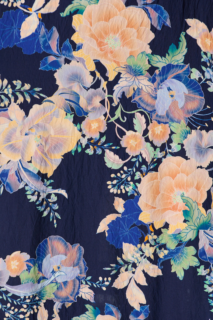 Nela Maxi Sundress In Navy with Multi Floral fabric