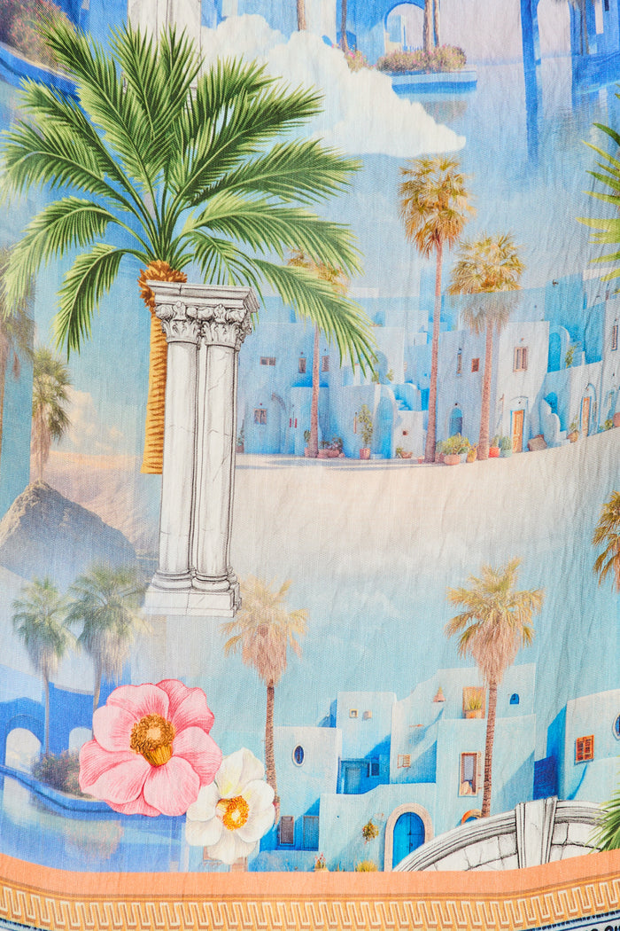 Lunaria Off Shoulder Top in Blue Multi Print fabric