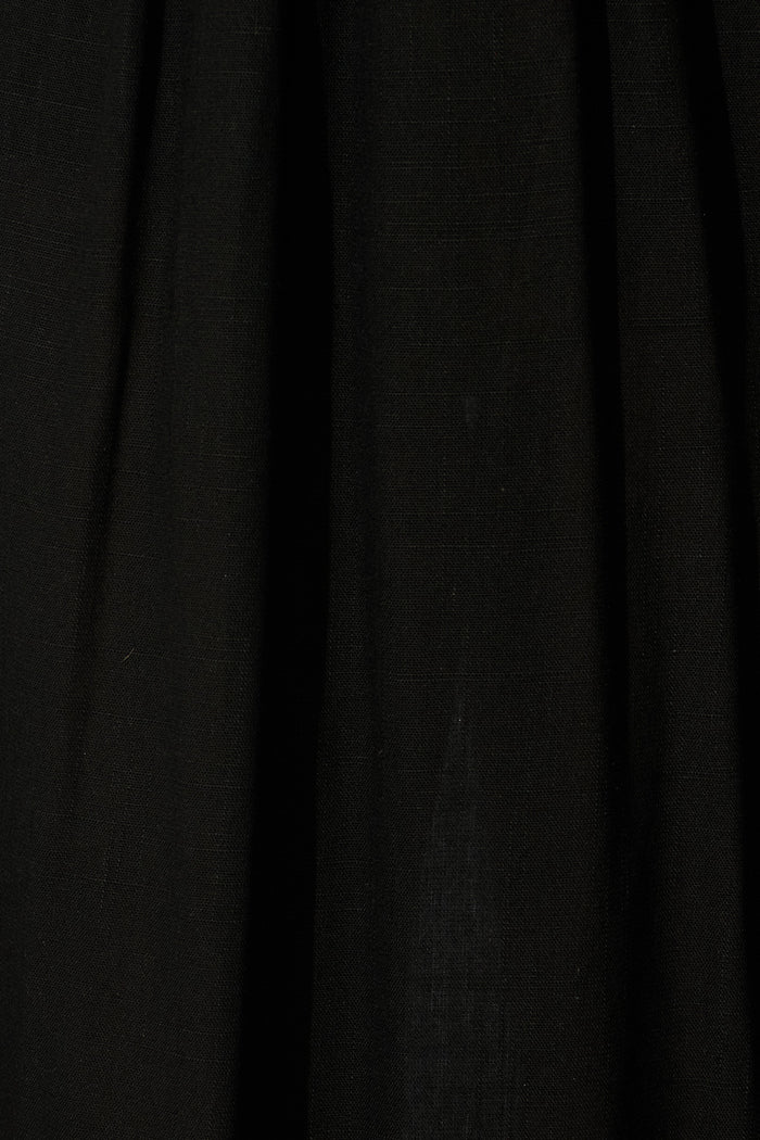 Ordella Midi Dress in Black Linen Blend with Belt fabric