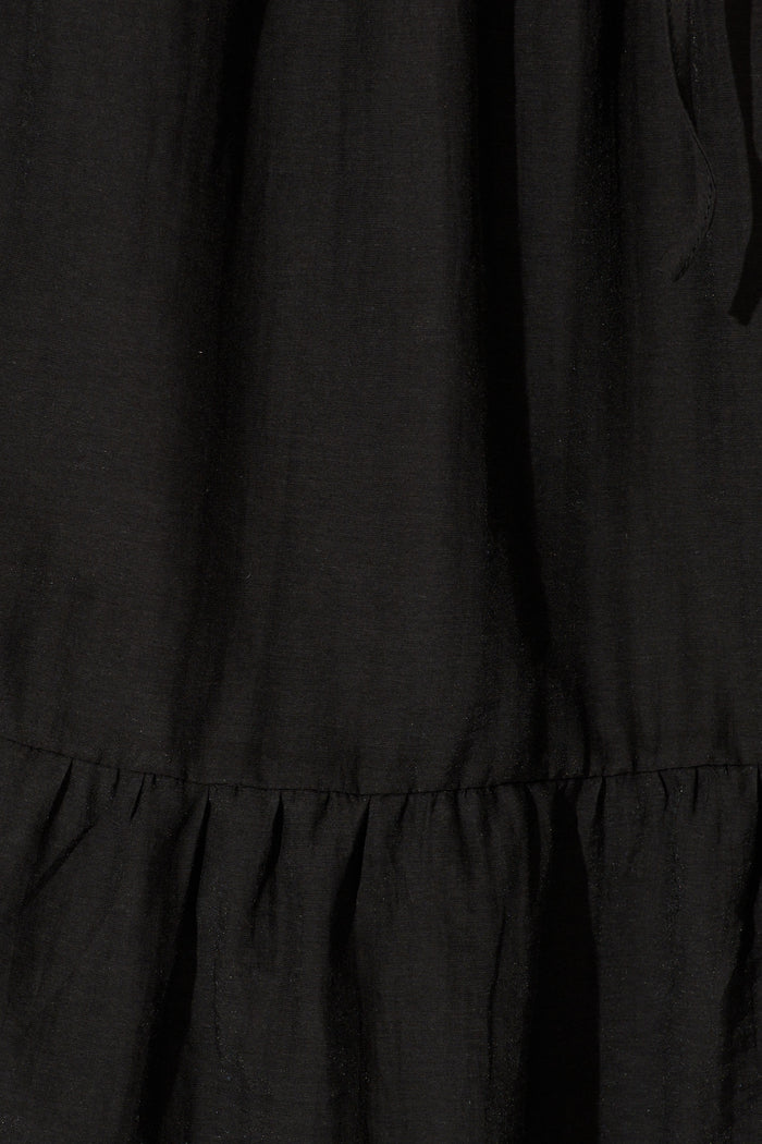 Zoella Maxi Skirt in Black Cotton Blend fabric