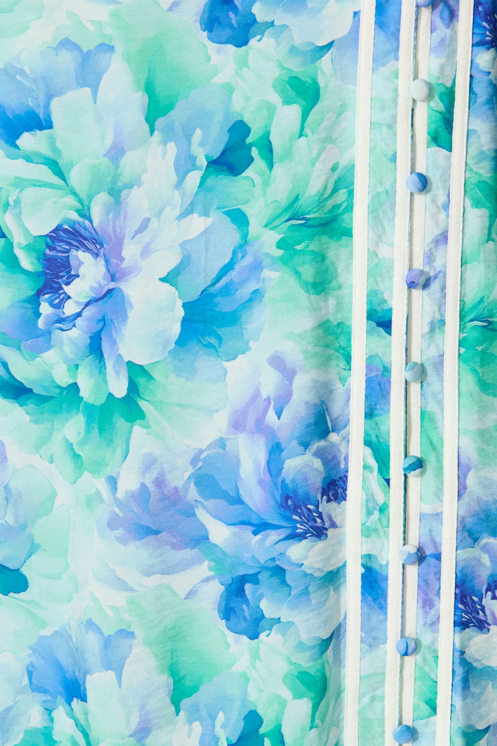 Jovanni Midi Dress in Blue Floral fabric