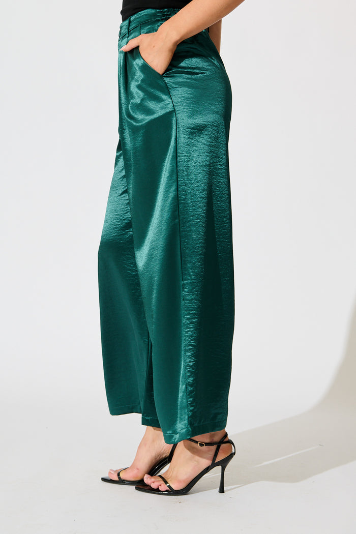 Satin Muse Pant in Emerald side