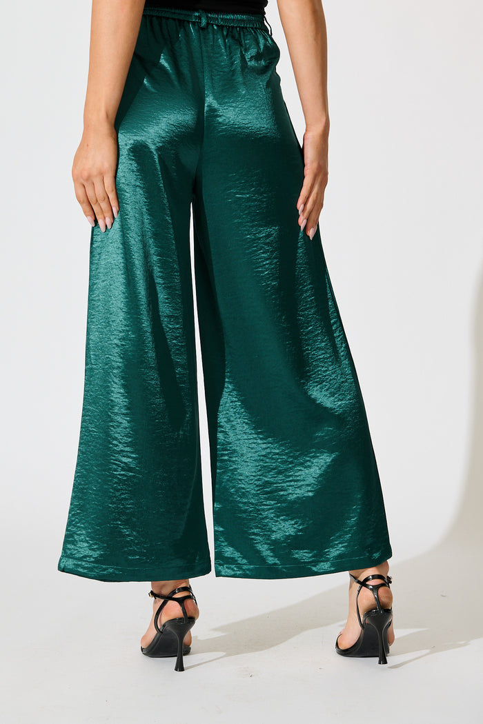 Satin Muse Pant in Emerald back