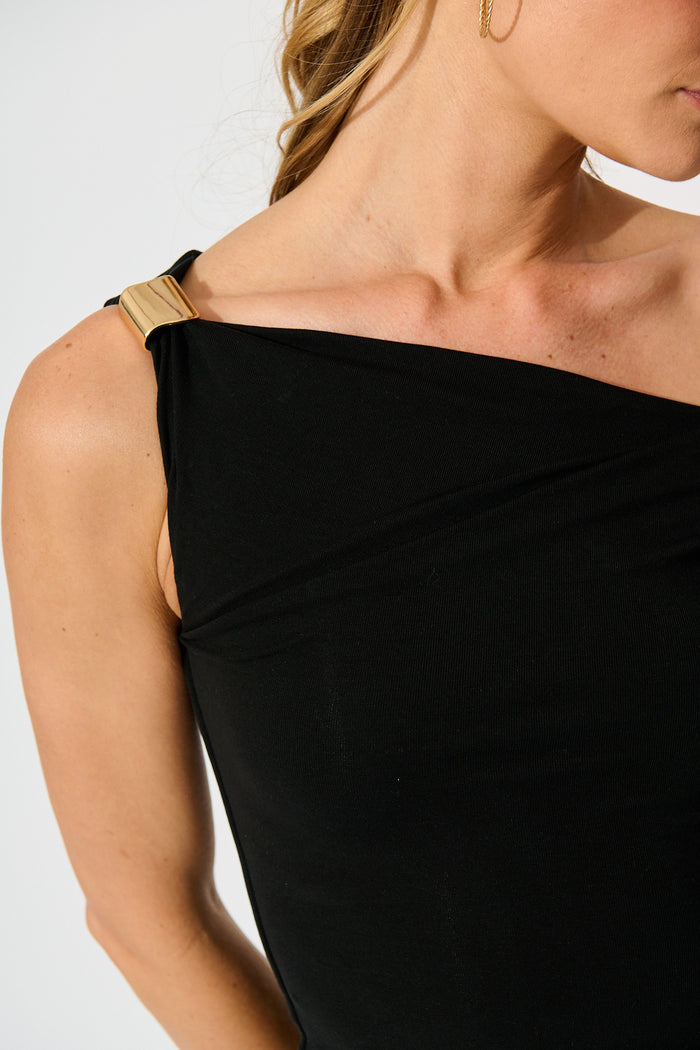 Ala Off Shoulder Top in Black detail