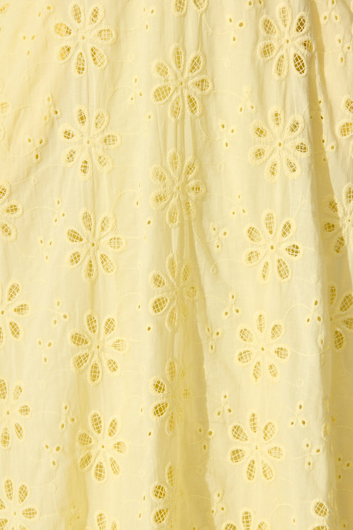 Ballamy Midi Sundress In Yellow Embroidery Cotton fabric