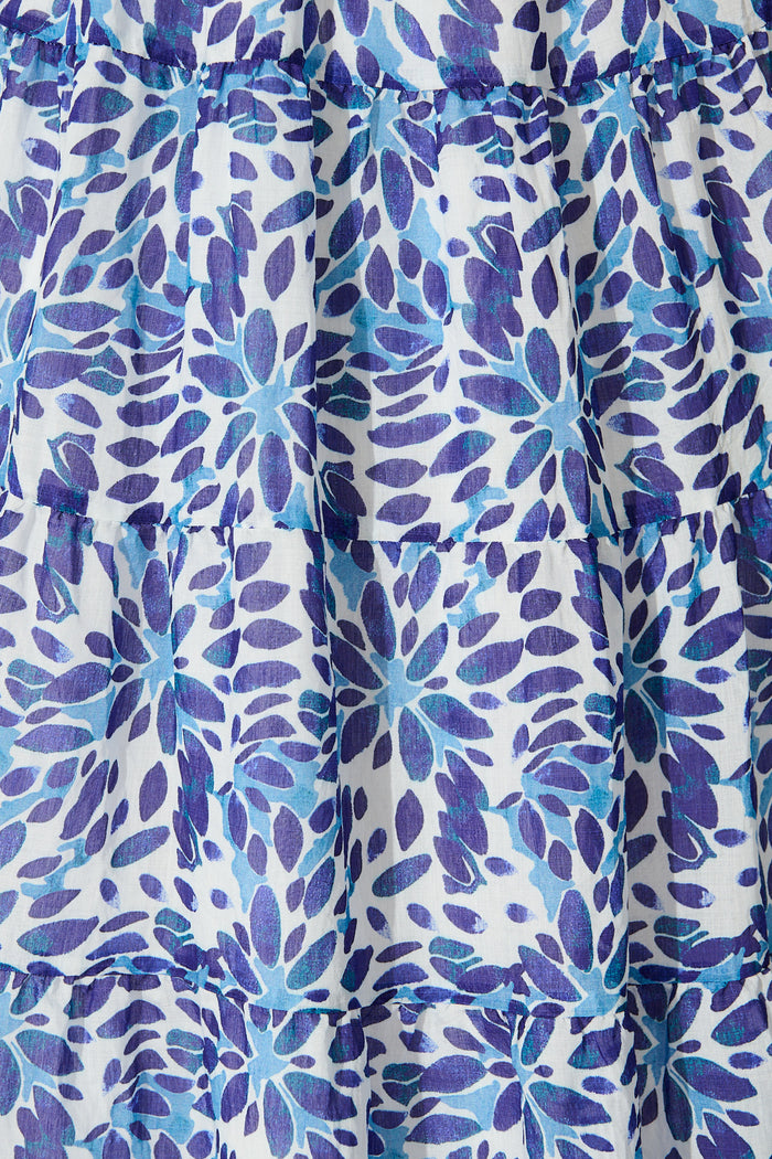 Petals at Dusk Maxi Dress in Blue with Navy Floral Print fabric