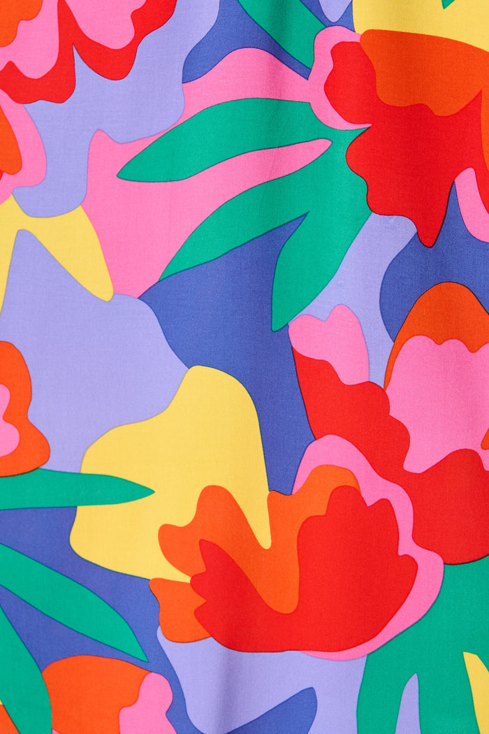 Melody Midi Dress in Bright Multi Print fabric