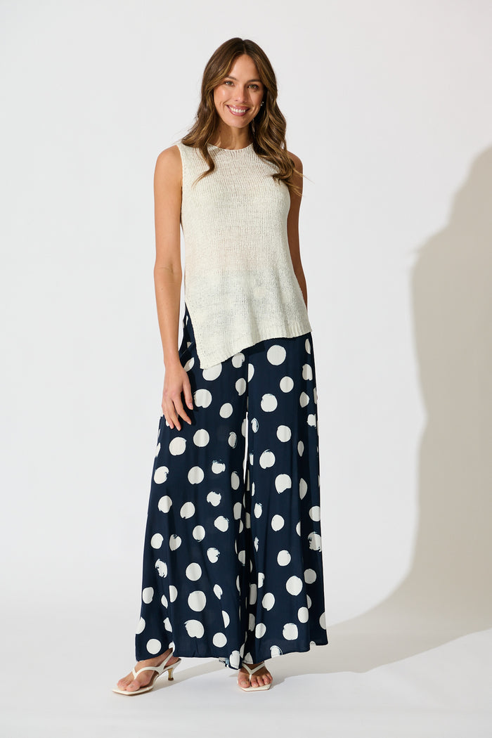 Soft Touch Knit Top in Cream full length