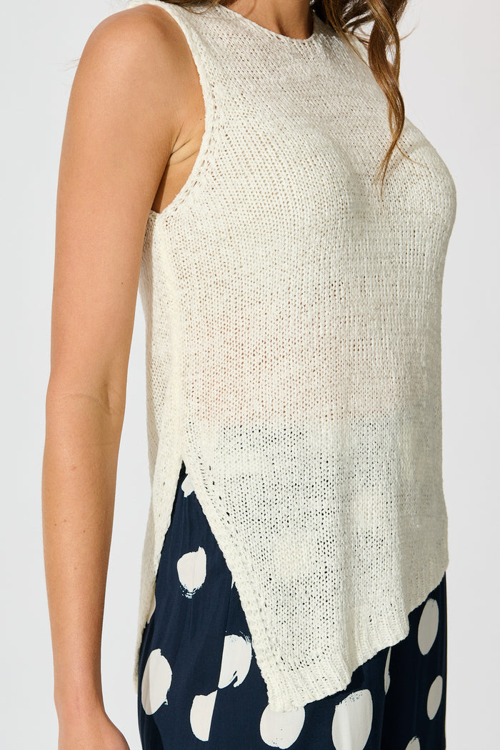Soft Touch Knit Top in Cream detail