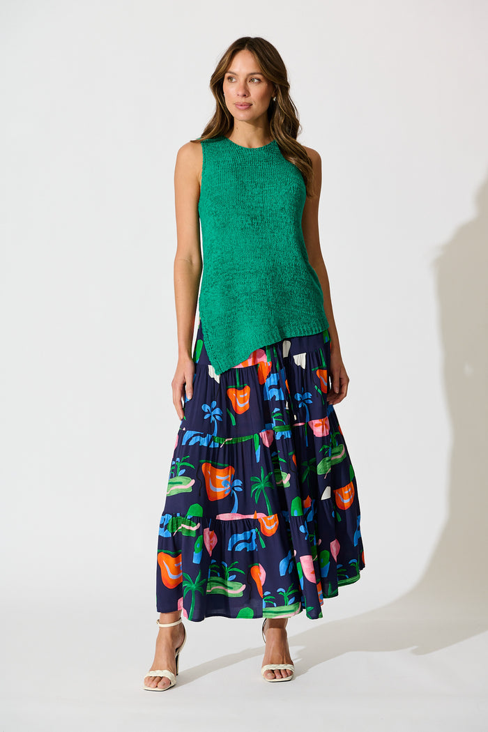 Soft Touch Knit Top in Teal full length