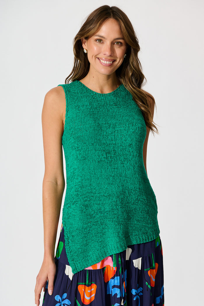 Soft Touch Knit Top in Teal front