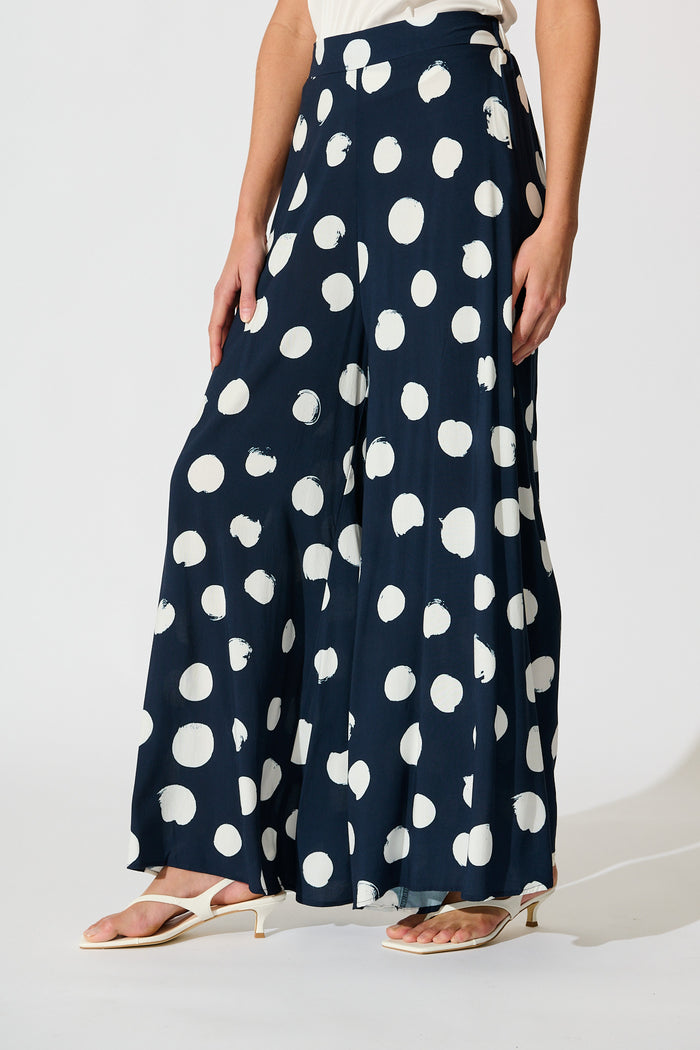 Denver Pant in Navy with White Spot side