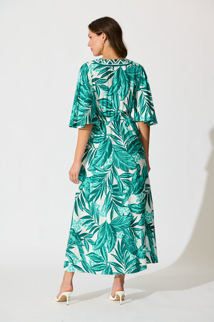 juni maxi dress Juni Maxi Dress in Green White Leaf Print