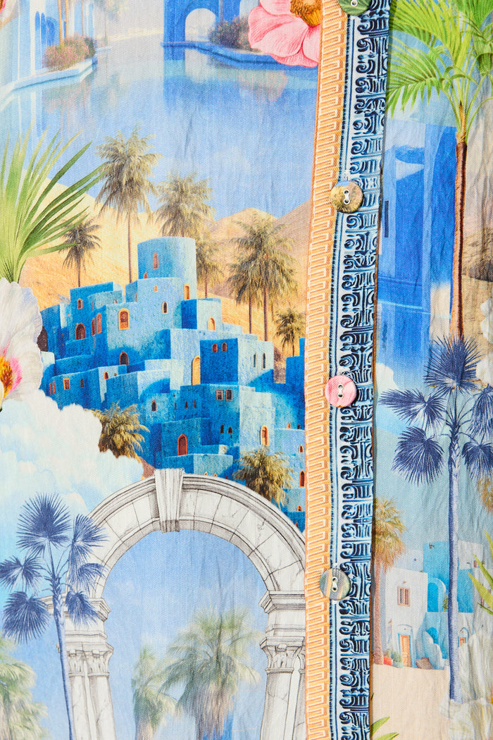 Eulalia Midi Dress in Blue Multi Print fabric