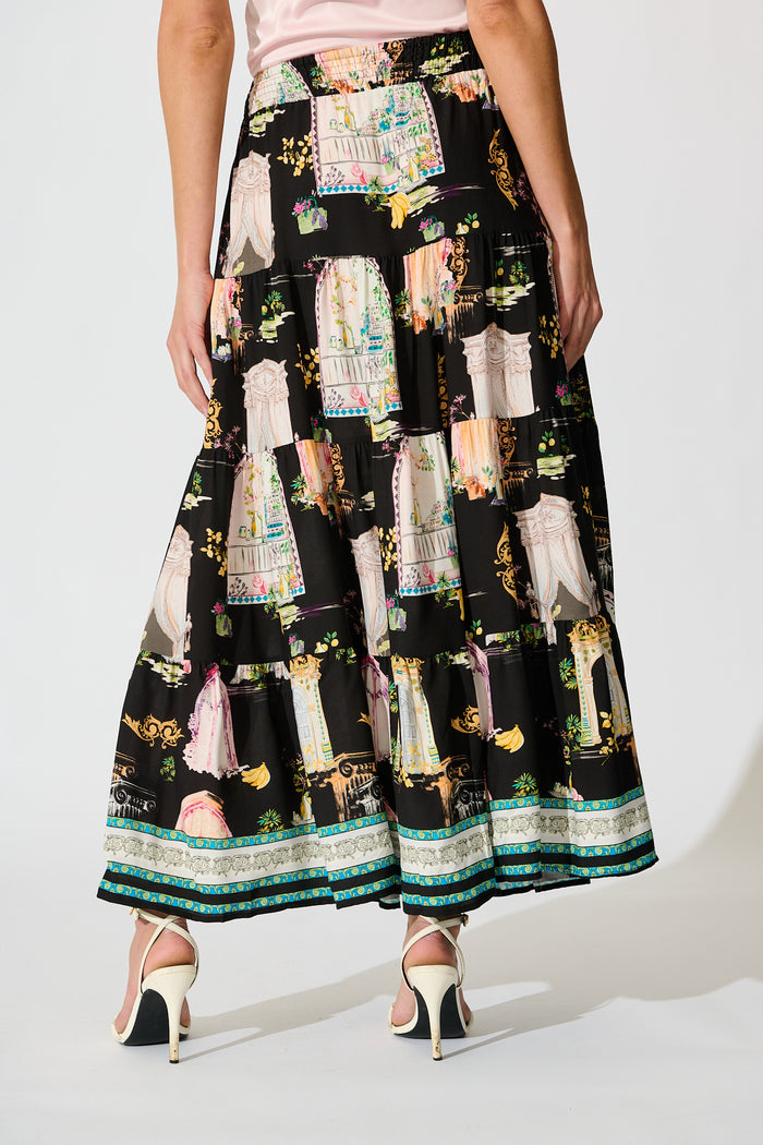 Amadi Skirt Maxi Skirt in Black Multi Print back