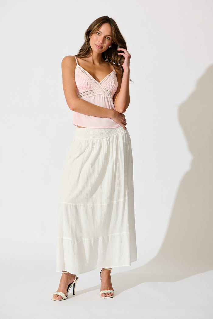 Aina Maxi Skirt in White Cotton full length