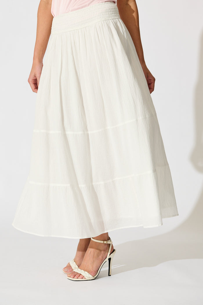 Aina Maxi Skirt in White Cotton side