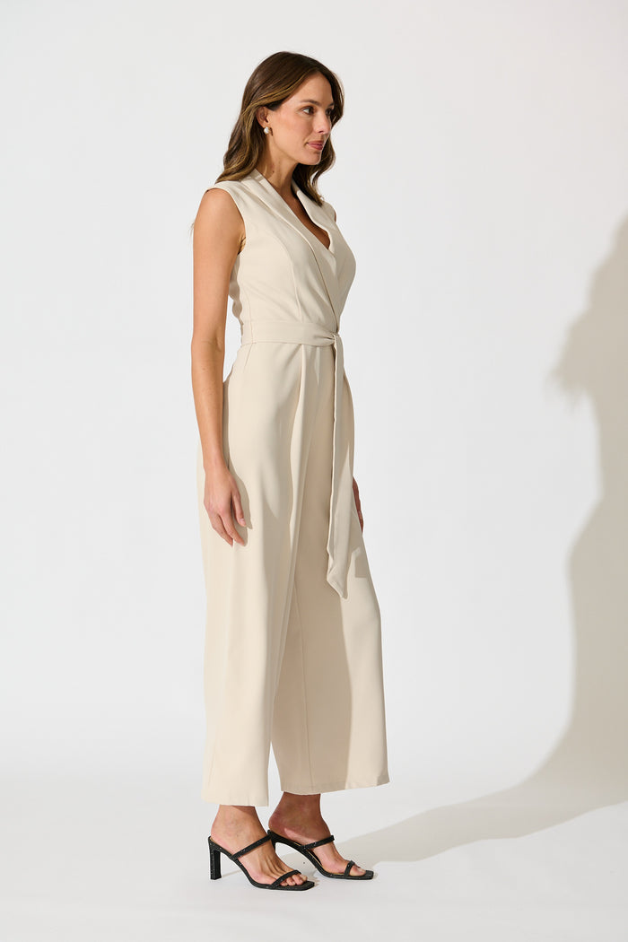 Arden Jumpsuit in Beige side