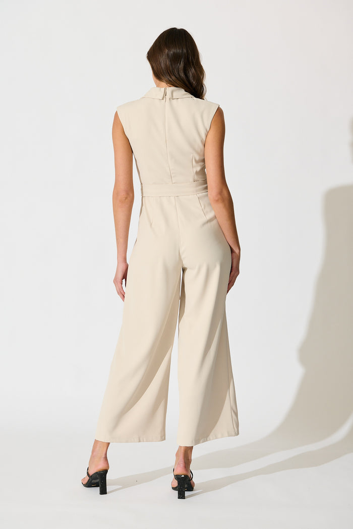 Arden Jumpsuit in Beige back