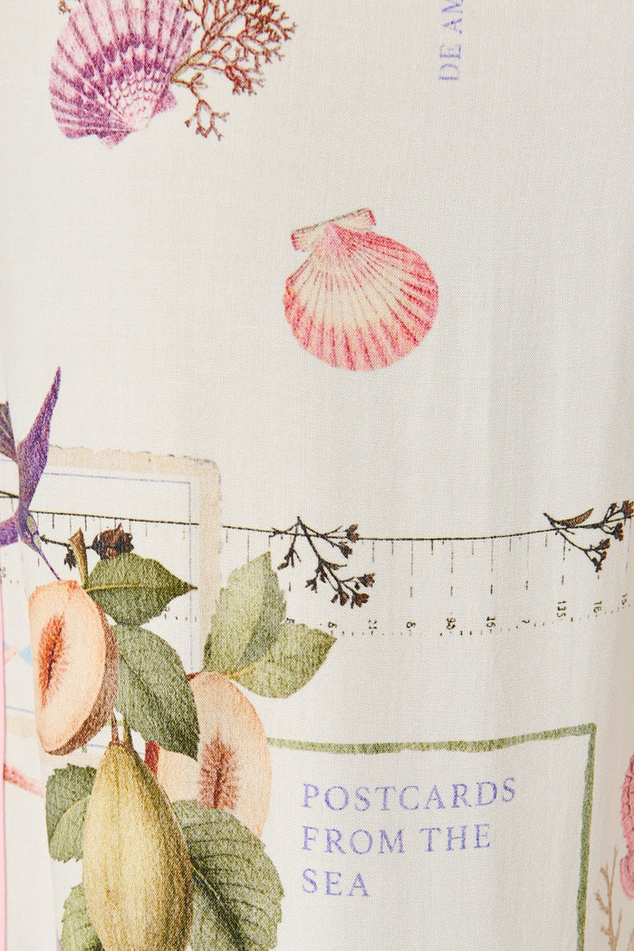 Coastal Charm Pant in White with Multi Shell fabric