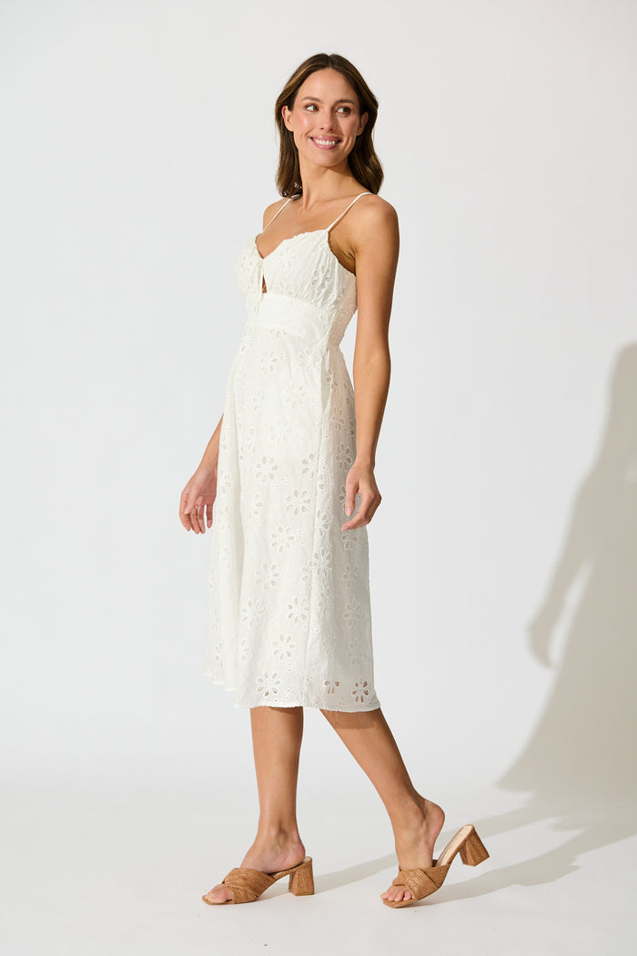 Ballamy Midi Sundress In White Embroidery Cotton side