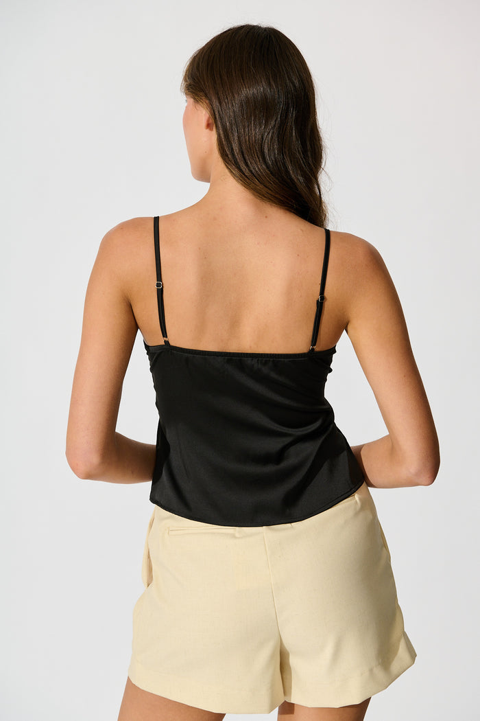 Esta Lace Cami Top in Black Satin back