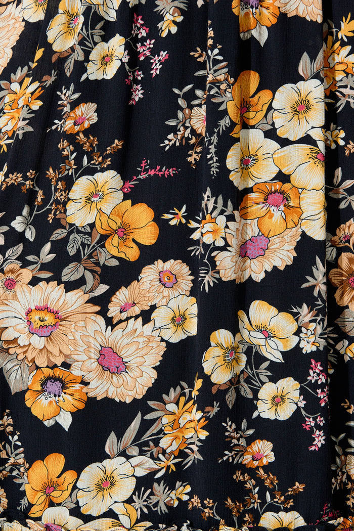 Zyla Midi Dress In Black Floral fabric