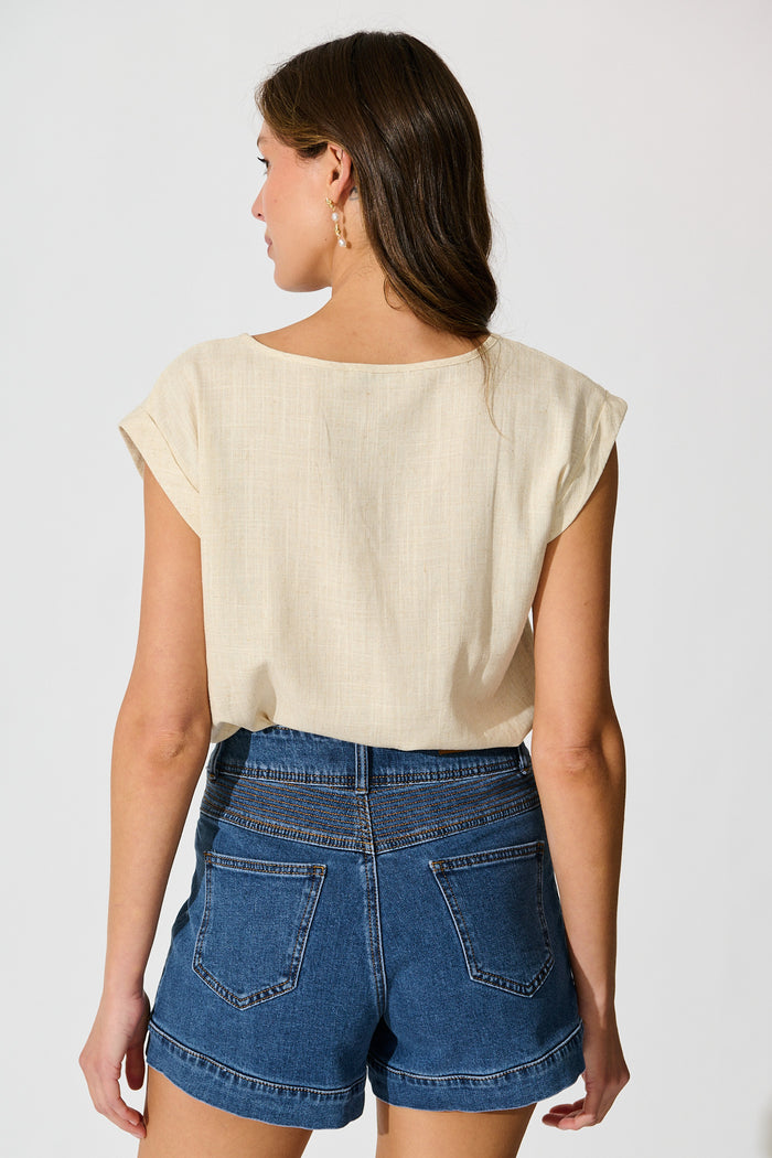 Tiarna Denim Short in Dark Blue Wash back