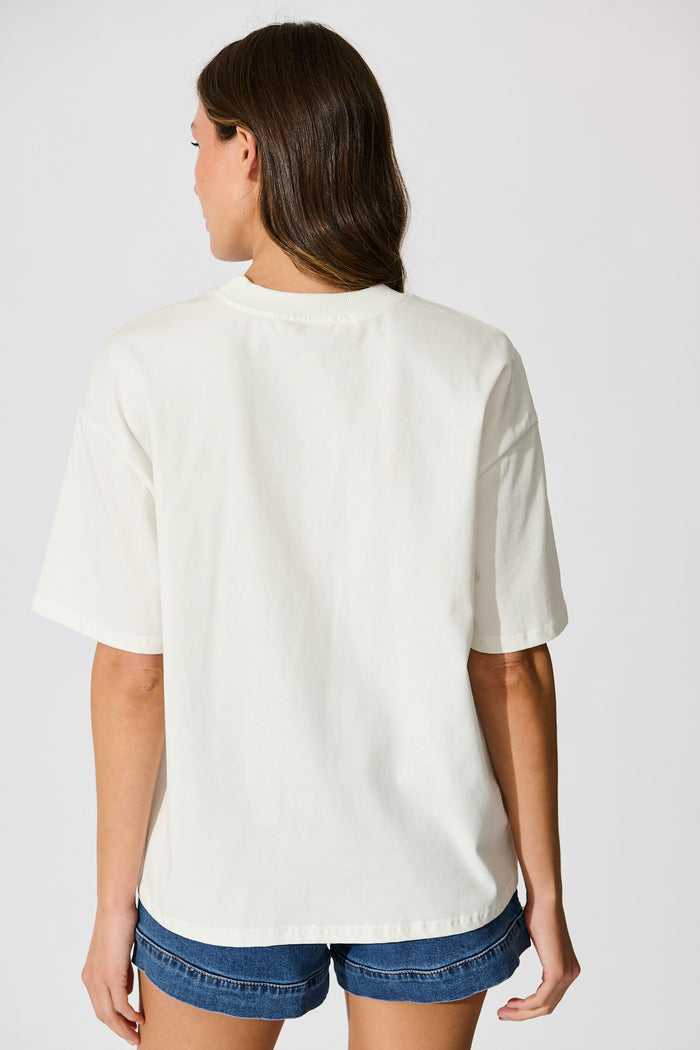 Sea Lover T Shirt in White with Multi Seashell Cotton back