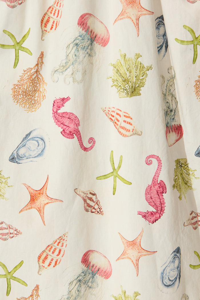 Seashell Maxi Sundress in Cream with Multi Cotton fabric