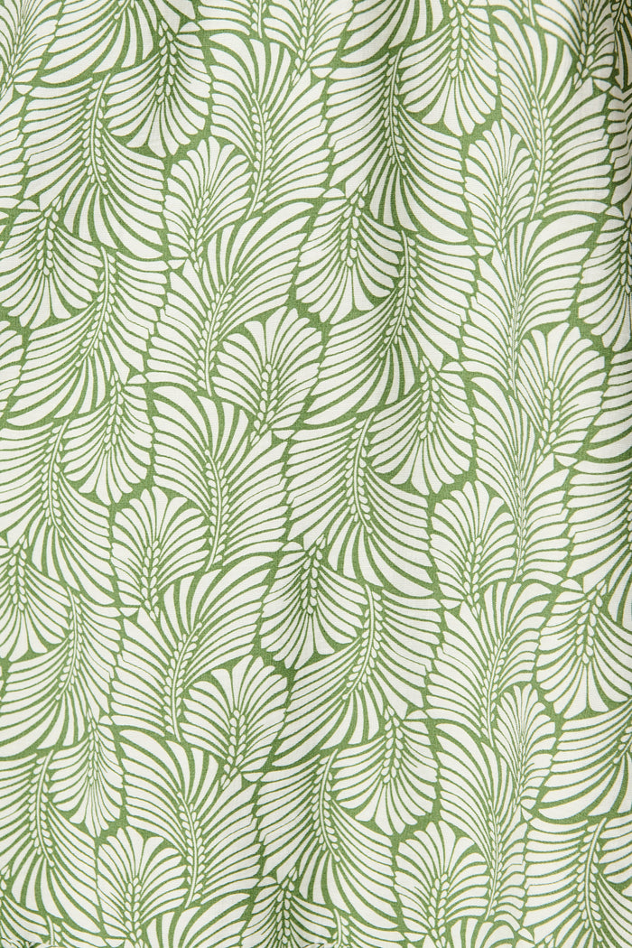 Kammy Midi Dress in Green Leaf Print fabric