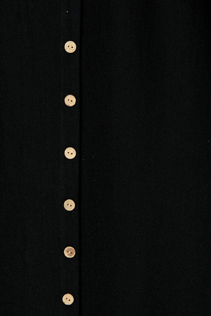 Shani Maxi Dress in Black Linen Blend fabric