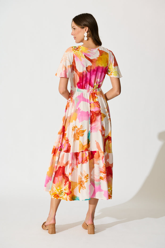 Nevada Maxi Dress in Blush and Multi Floral back