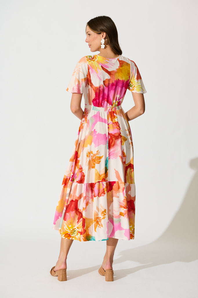 Nevada Maxi Dress in Blush and Multi Floral back