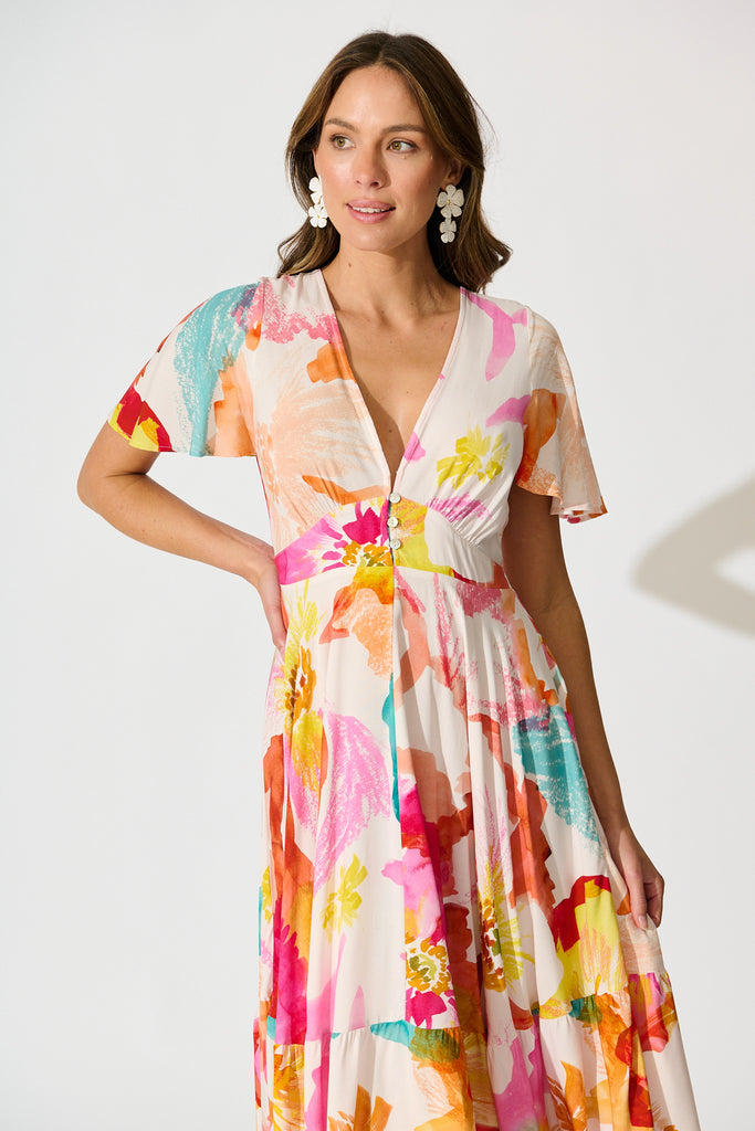 Nevada Maxi Dress in Blush and Multi Floral front