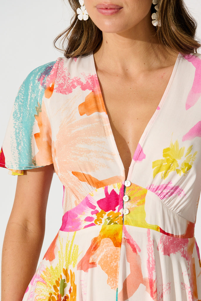 Nevada Maxi Dress in Blush and Multi Floral detail