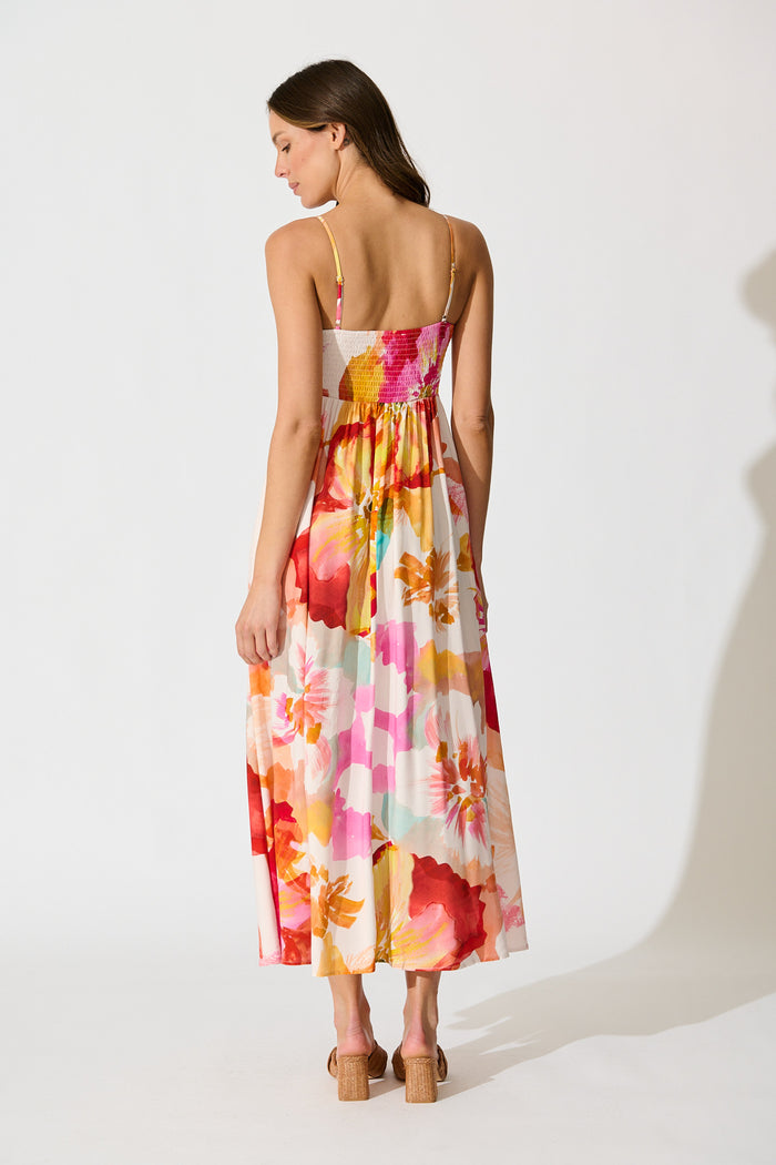 Willa Maxi Sundress in Blush and Multi Floral back