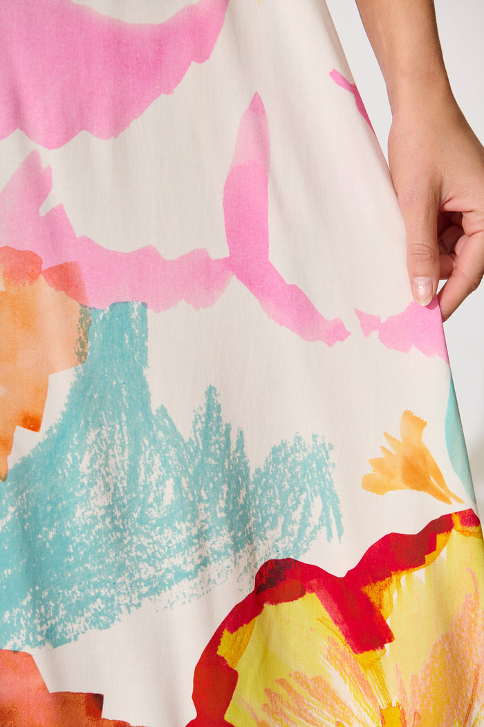 Willa Maxi Sundress in Blush and Multi Floral fabric