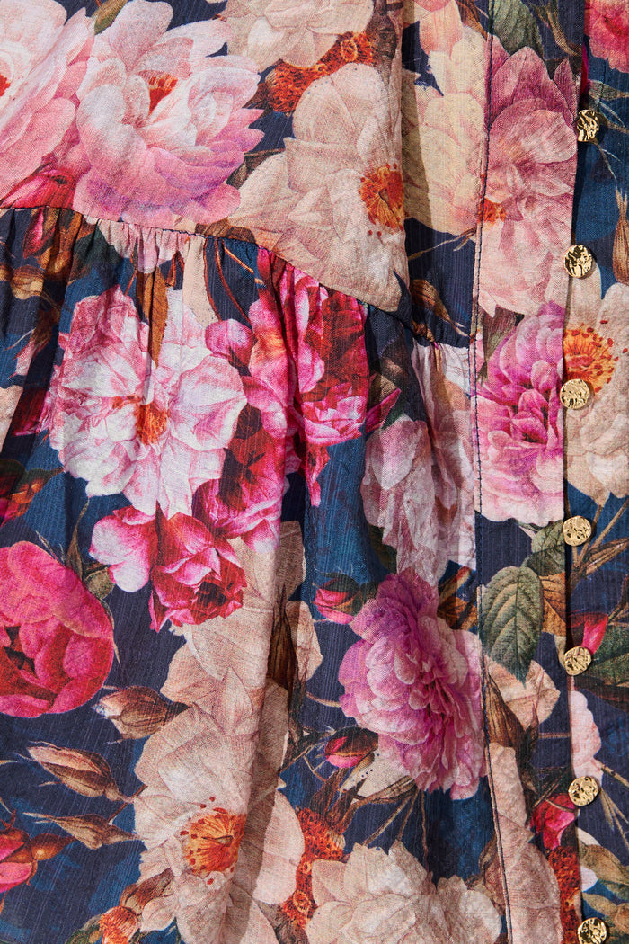 Blush Botanica Dress in Navy with Blush Floral fabric