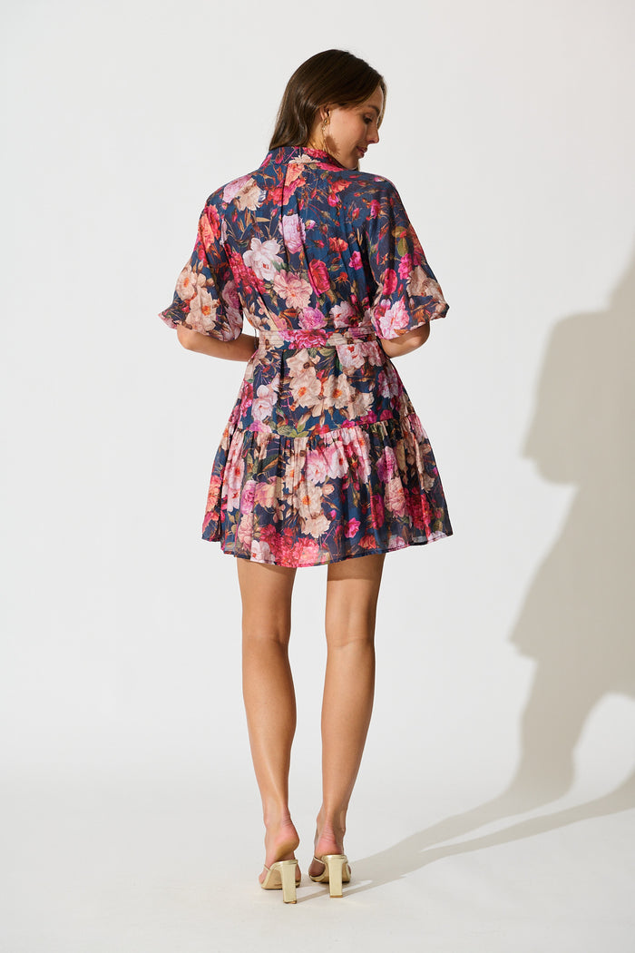 Blush Botanica Dress in Navy with Blush Floral back