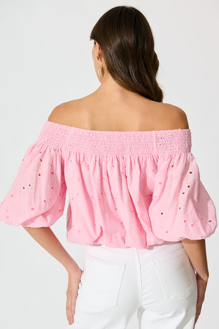 Tahlie Top in Pink Broderie Cotton back