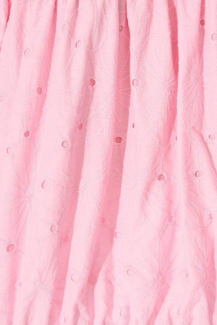 Tahlie Top in Pink Broderie Cotton fabric
