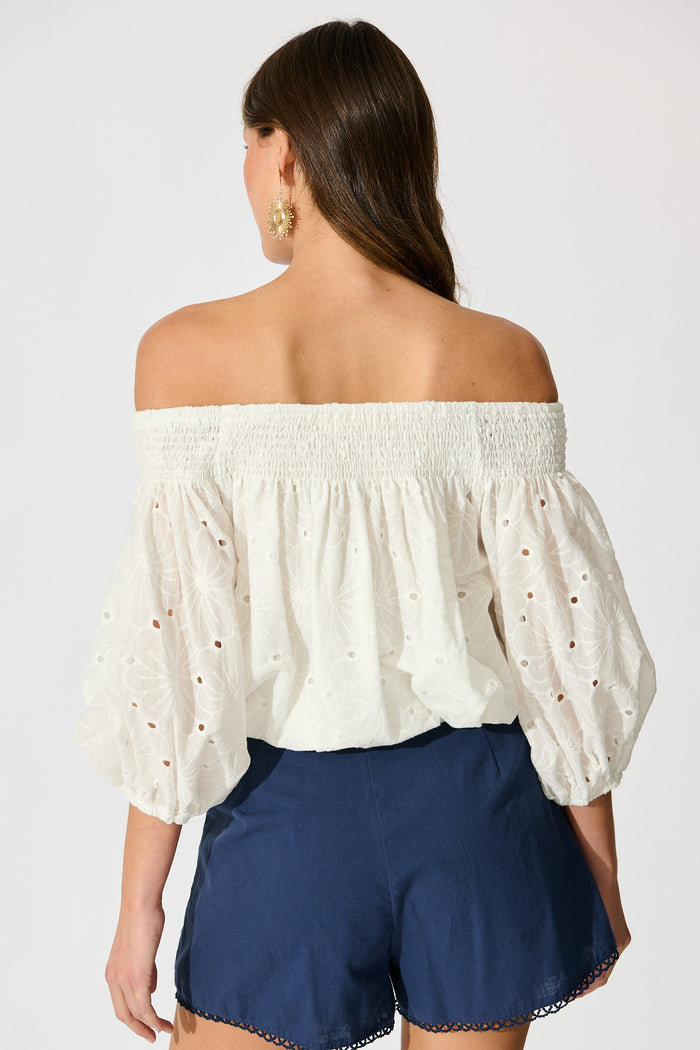 Tahlie Top in White Broderie Cotton back