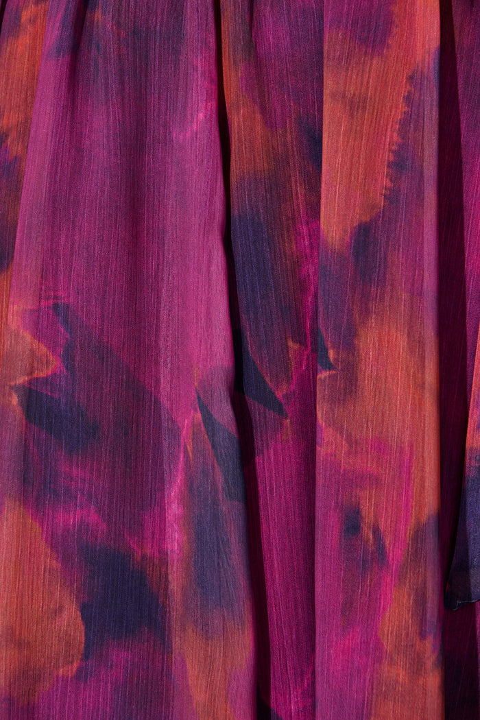 Kiss Me Halter Neck Maxi Dress in Purple Watercolour Chiffon fabric