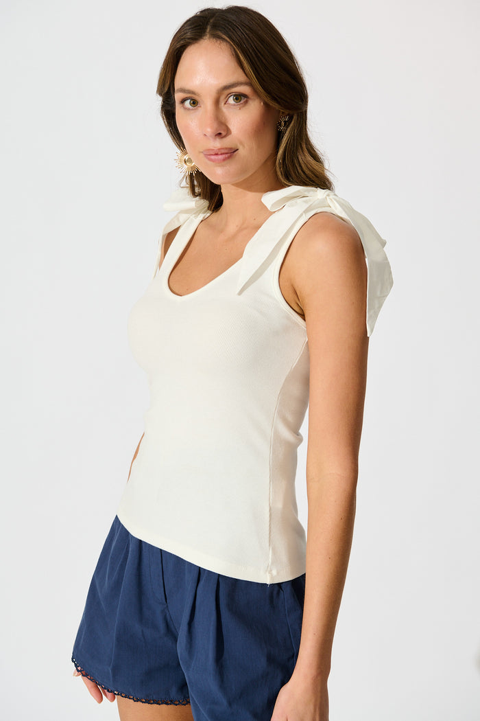 Tied With Love Knit Top with Bow in White side