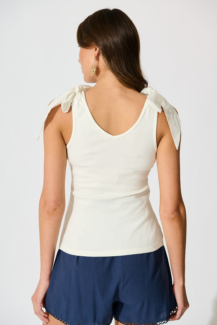 Tied With Love Knit Top with Bow in White back