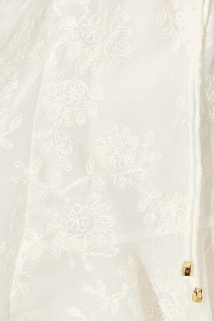 Embroidered Grace Dress in White fabric