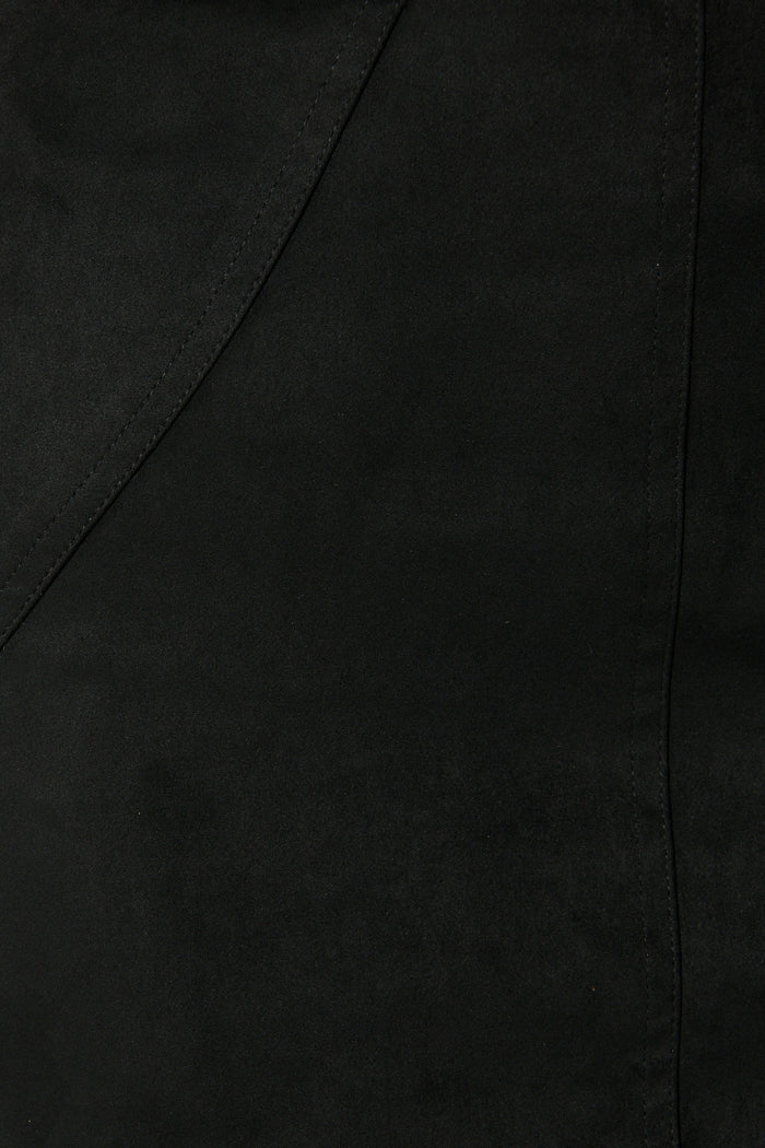 Arya Skirt in Black Suedette fabric