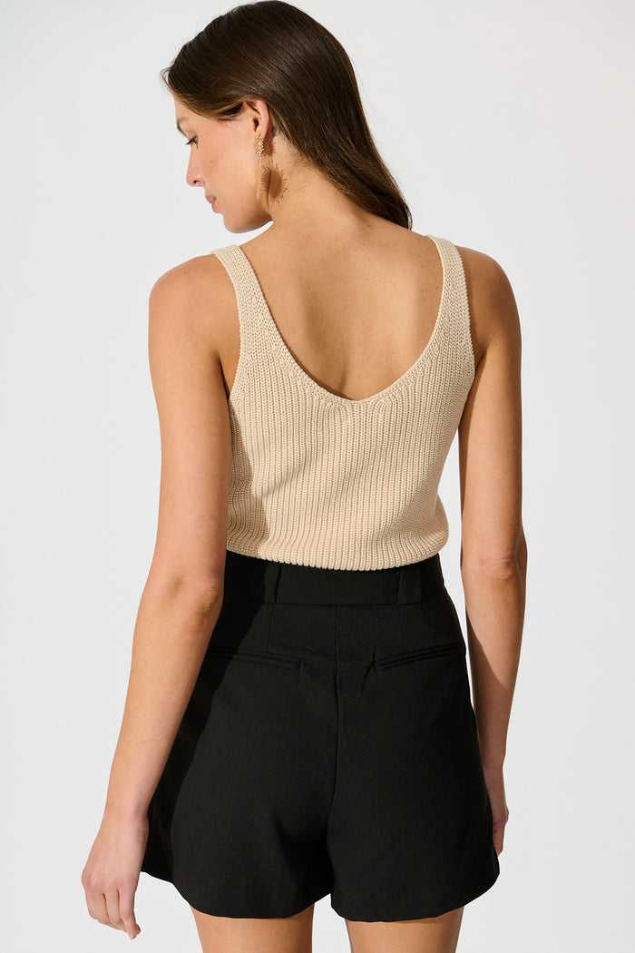 Leonora Short in Black Linen Blend back