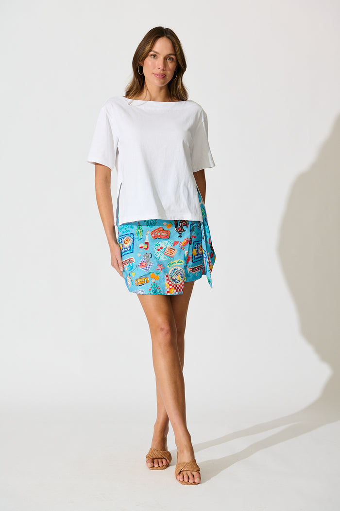 Aveda Off Shoulder T shirt in White full length